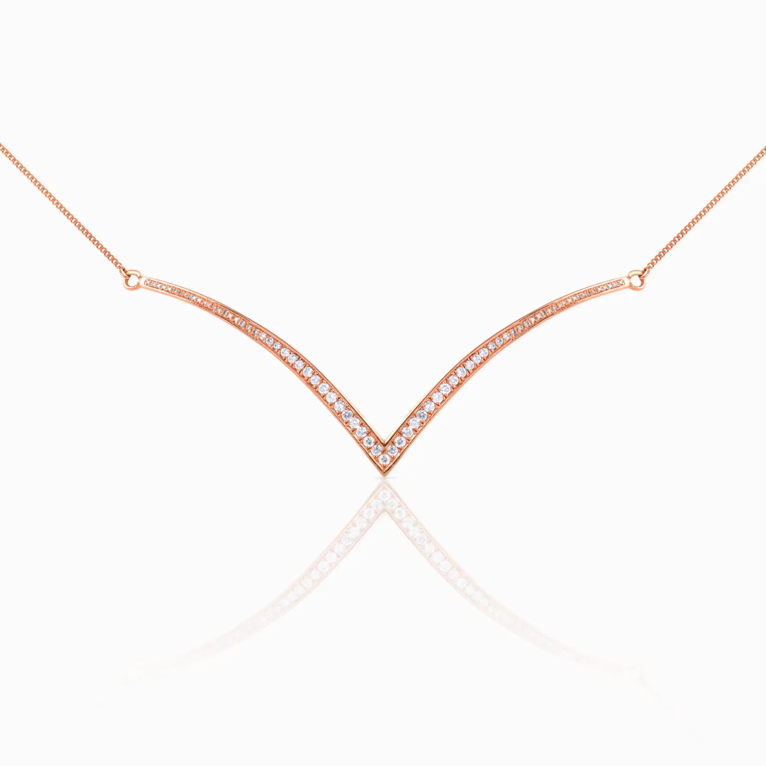 Round Brilliant Diamonds and Rose Gold Necklace